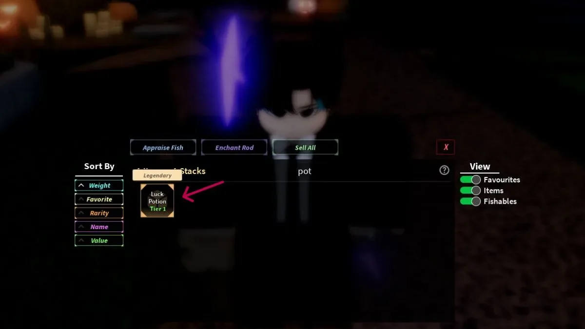 Luck Potion in inventory