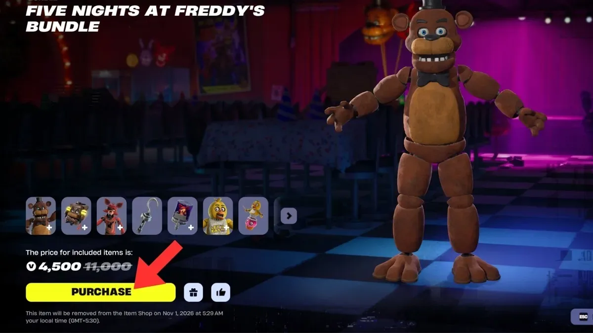 FNAF Bundle in Fortnite Item Shop
