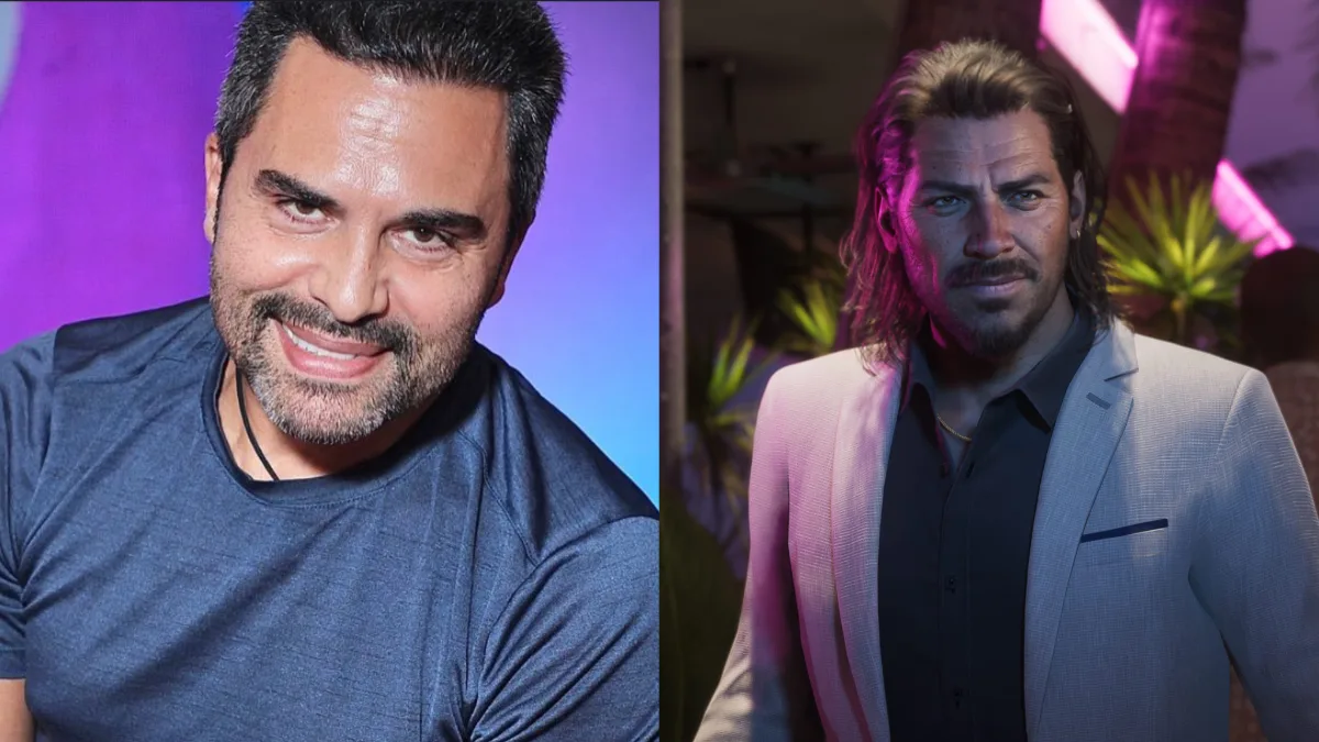 Raul Bautista on a talk show (left), Raul Bautista in GTA 6 (right).