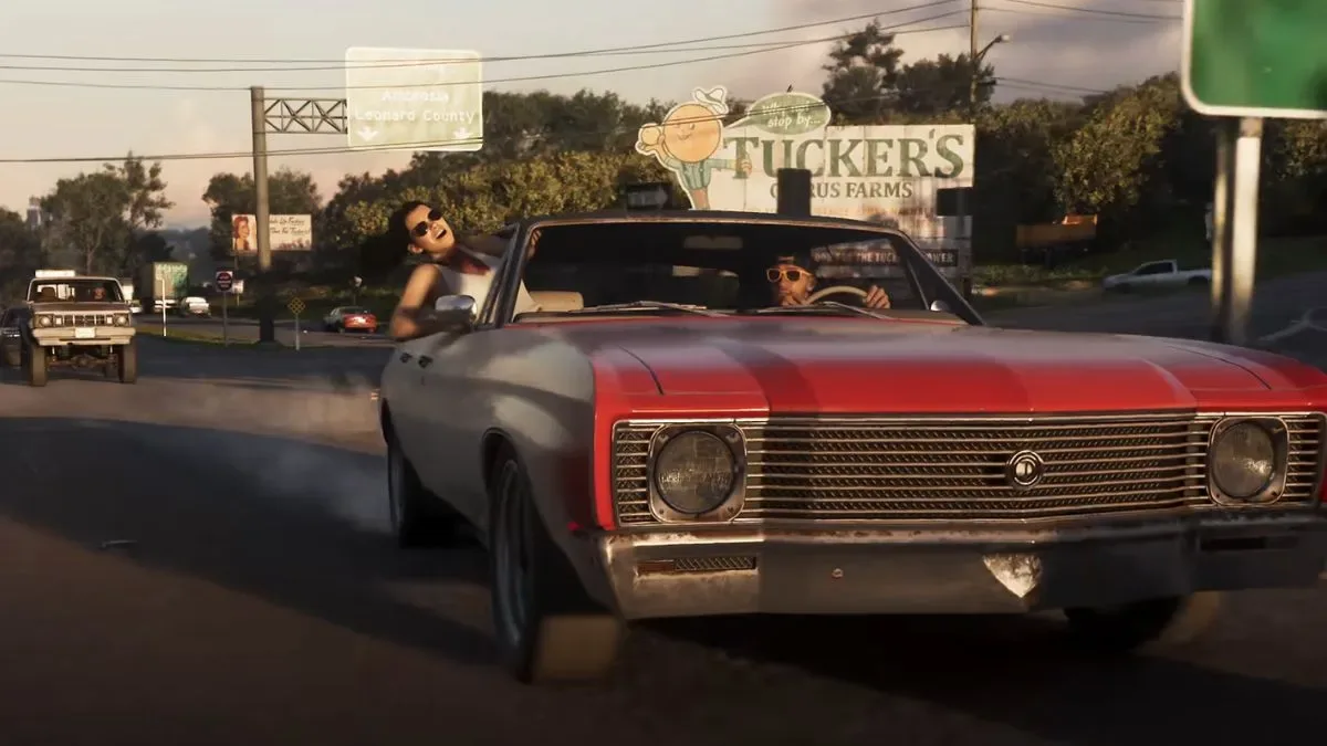 Lucia in a vehicle in GTA 6