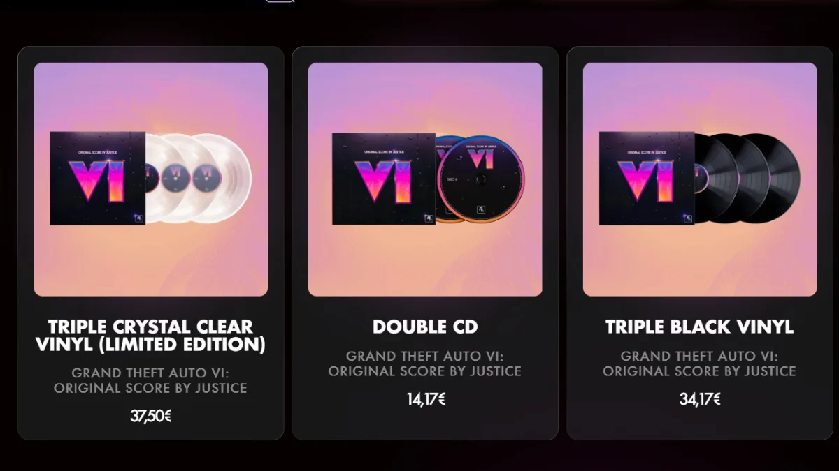 Pre-ordering the GTA 6 original score from Justice's Shopify page.