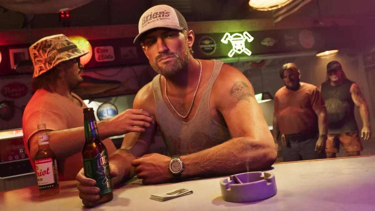 Jason sitting in a night bar in GTA 6