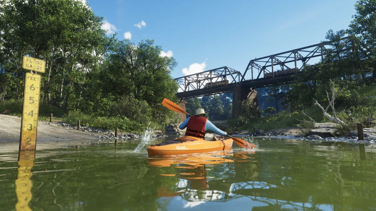An NPC kayaking in GTA 6 Mount Kalaga National Park.