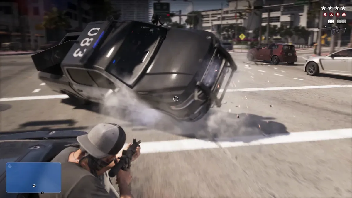 Vehicle crash in GTA 6 using RAGE Engine