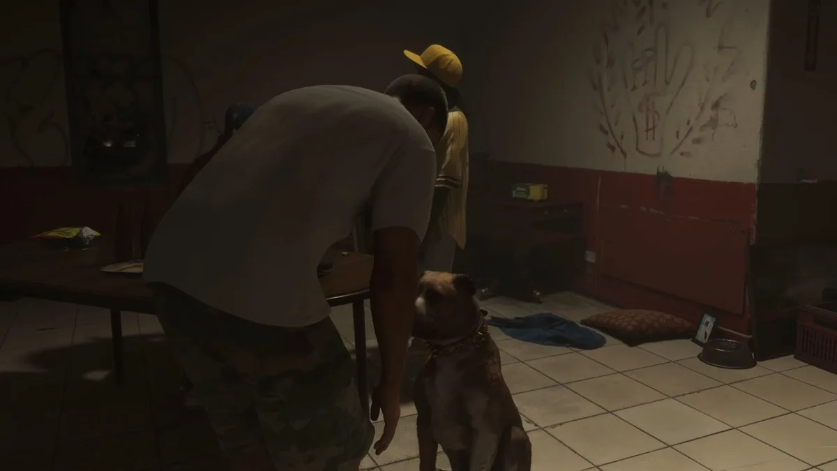Jason petting a dog in GTA 6 Extended Look.
