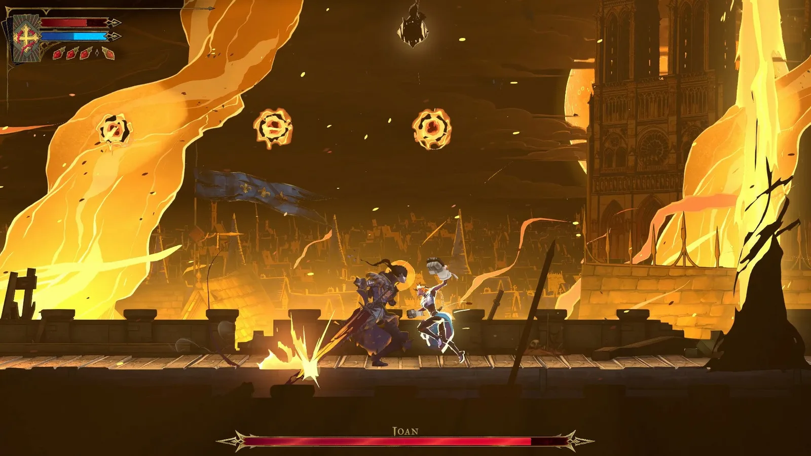 Rose Belmont fights Joan of Arc in Castlevania: Belmont's Curse.
