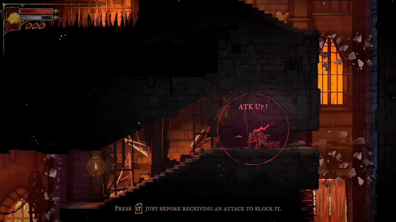 Rose grabs a Red ATK UP Book while using Holy Light in Castlevania: Belmont's Curse.