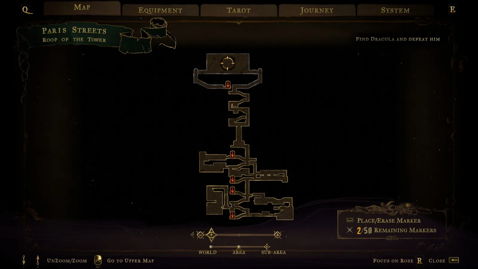 A map for Castlevania: Belmont's Curse, showing the entirety of the interior Prison Tower.