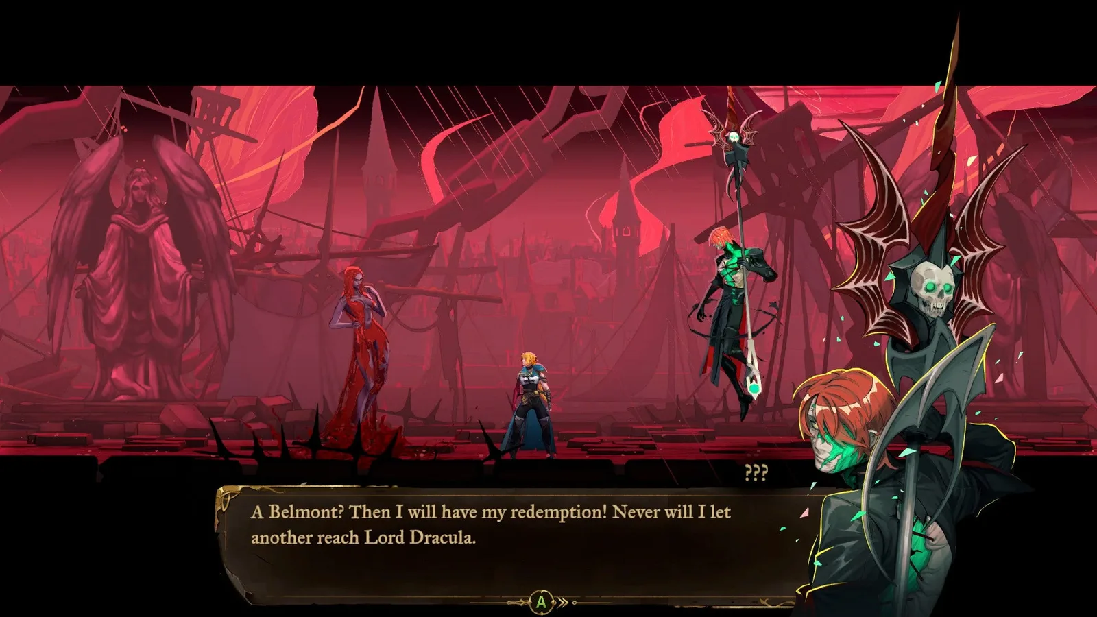 Rose speaks with Camilla and Isaac in Castlevania: Belmont's Curse. Isaac remarks that he shall have his redemption upon this latest Belmont.