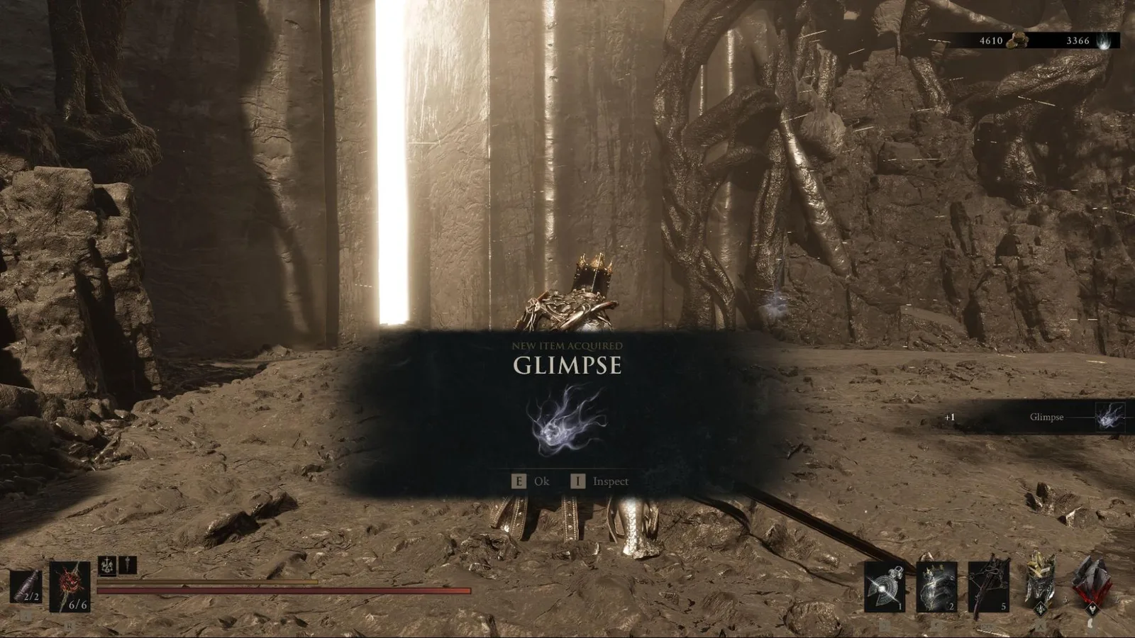 The player in Mortal Shell 2 receives a Glimpse outside a Corrupted Gate.