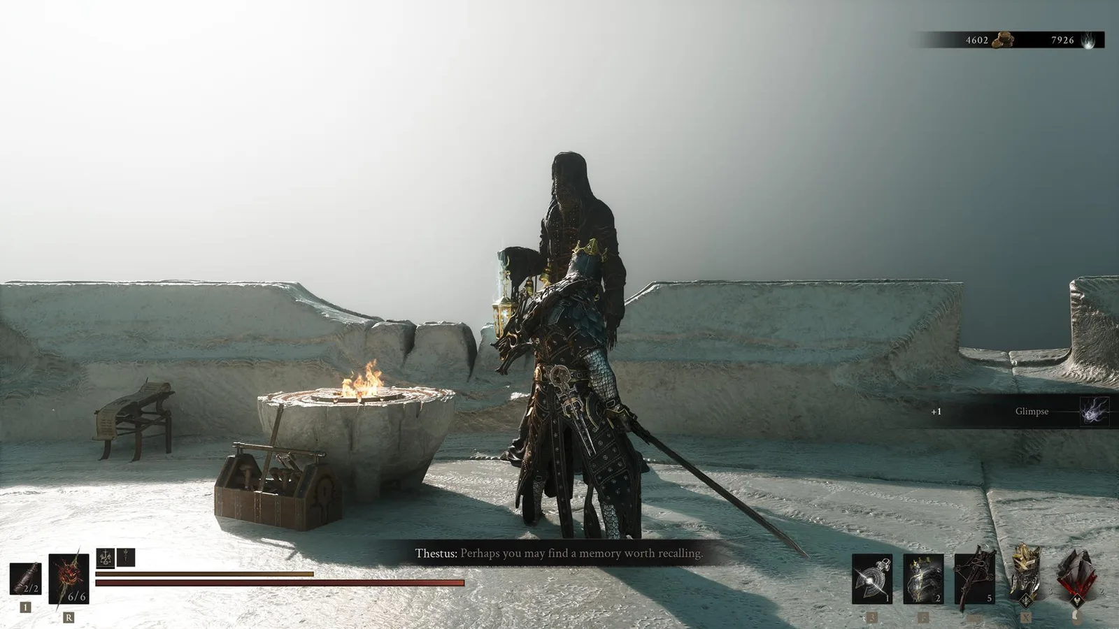 A shade named Thestus rewards the player with a Glimpse in Mortal Shell 2.