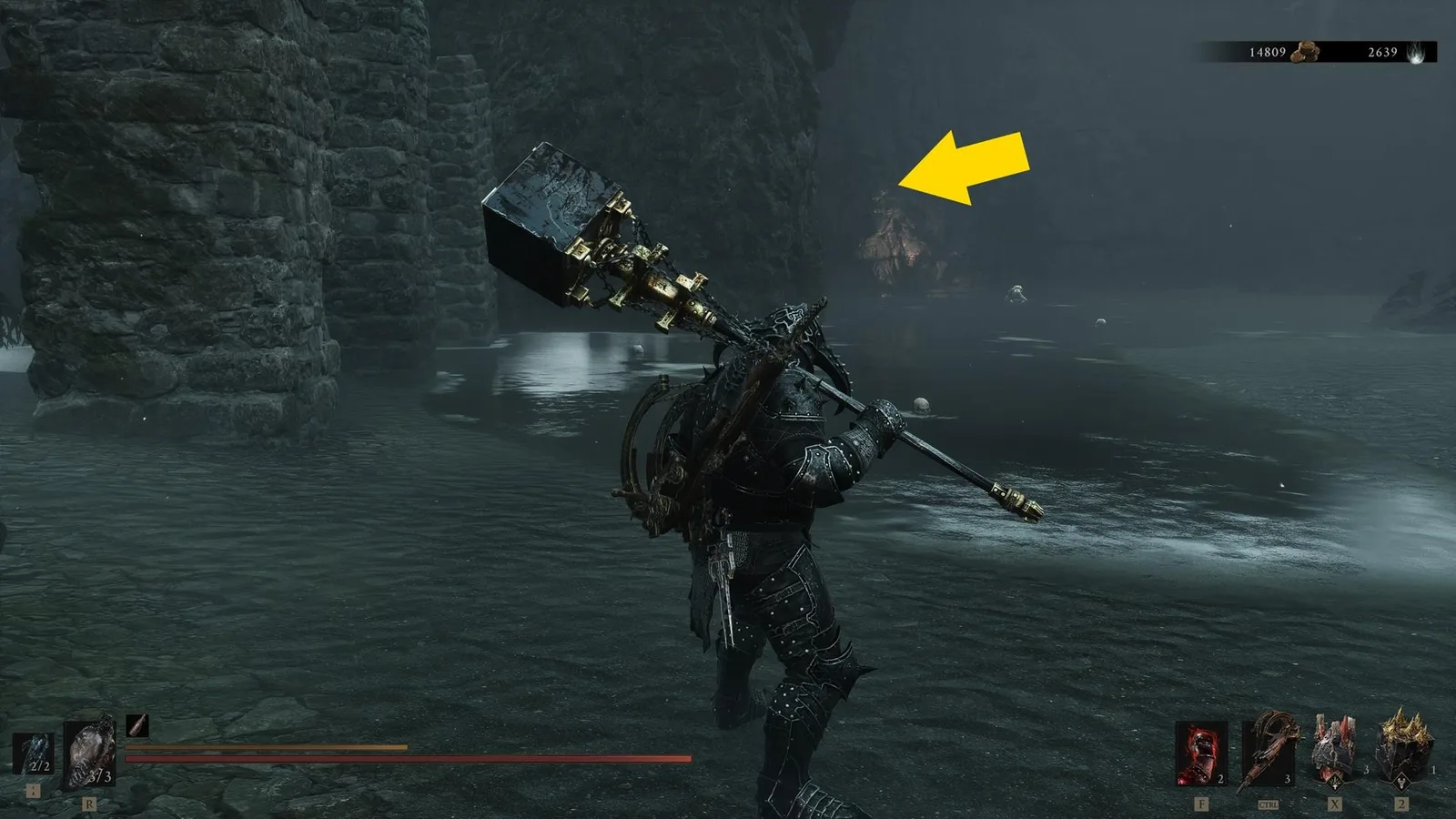 A screenshot from Mortal Shell 2, showing the route to reach the Nightfish NPC.