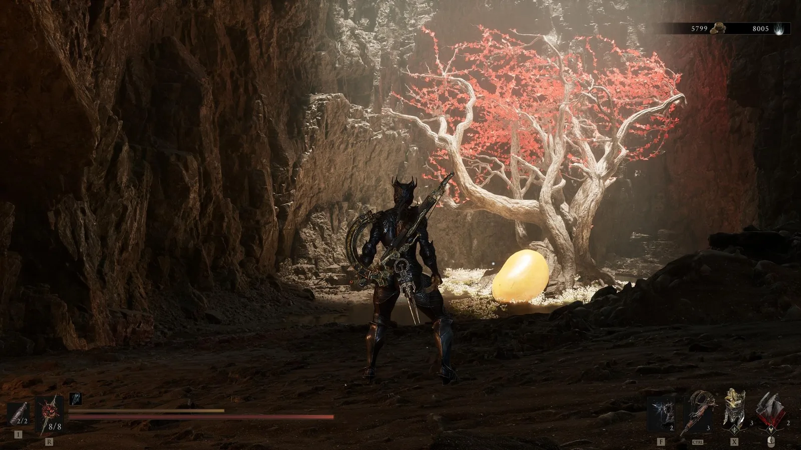 A screenshot from Mortal Shell 2, showing the location of the mango sanctuary item.