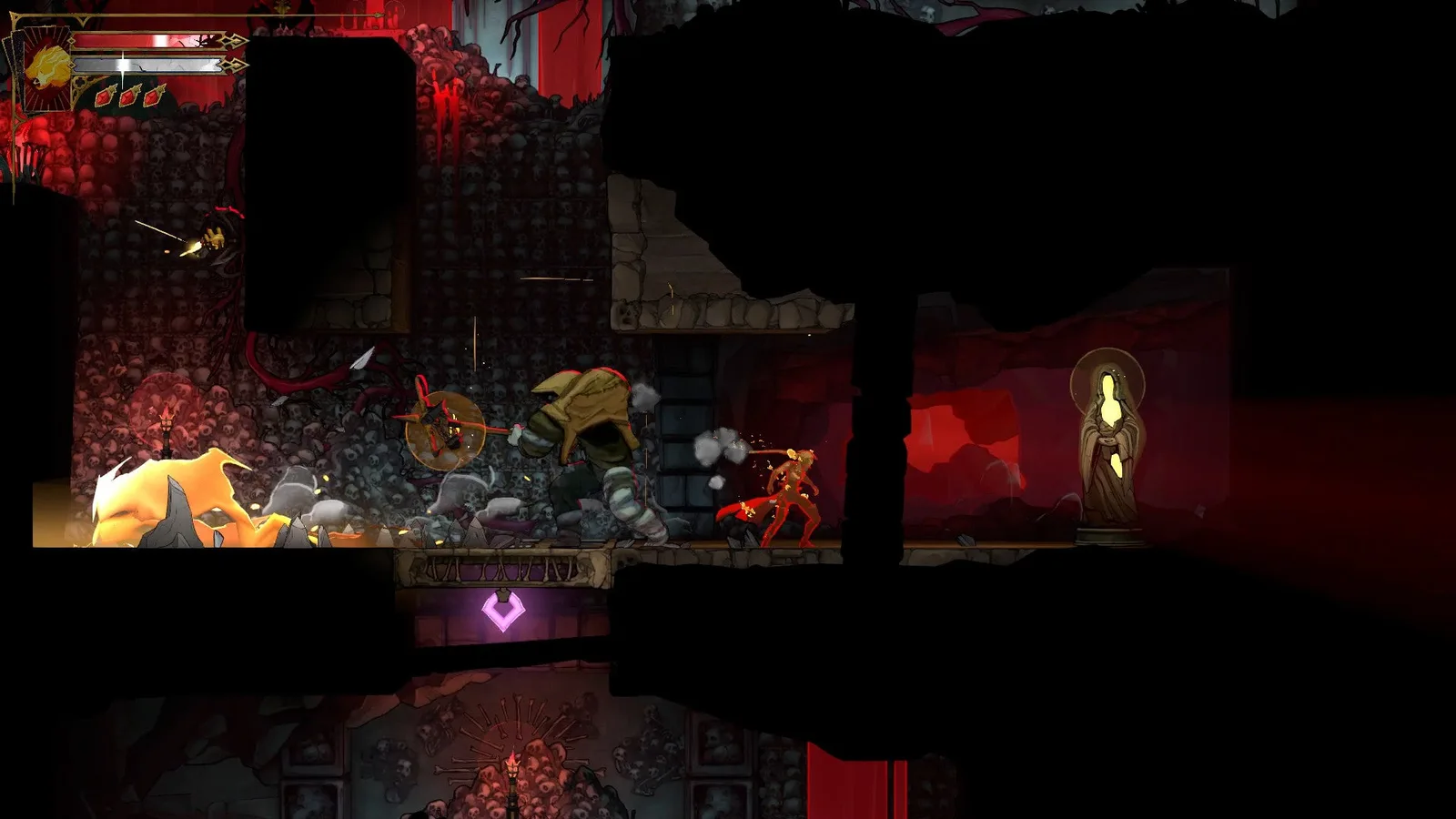 Rose stands near a Biphorn and a Virgin Mary Statue in Castlevania: Belmont's Curse.