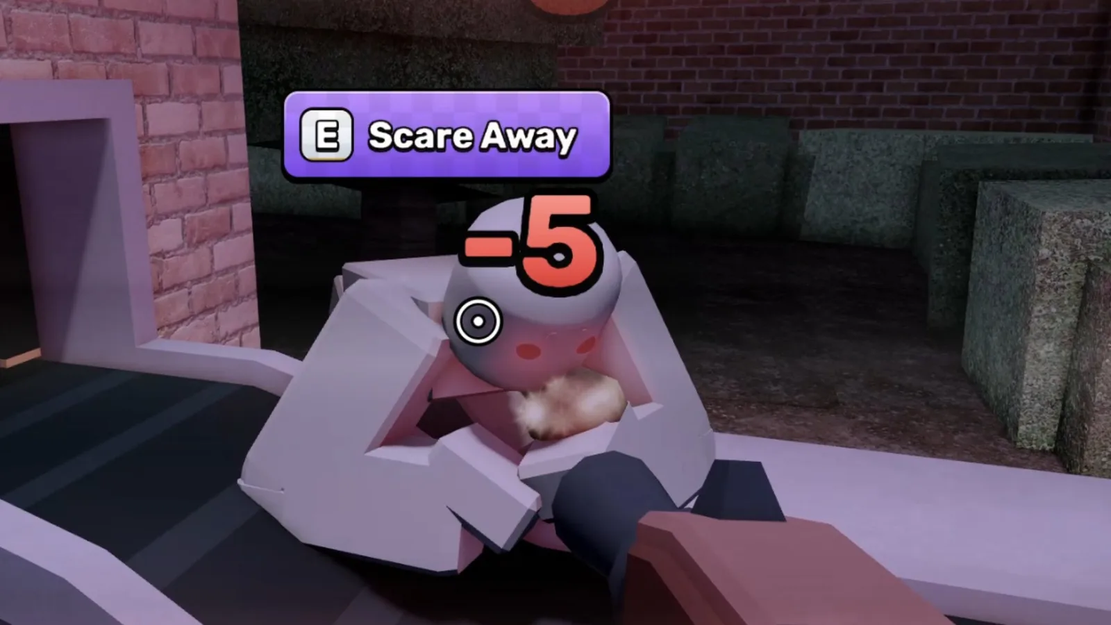 A screenshot from Sell Fries on Roblox, showing the Potato Eater eating the player's potatoes.