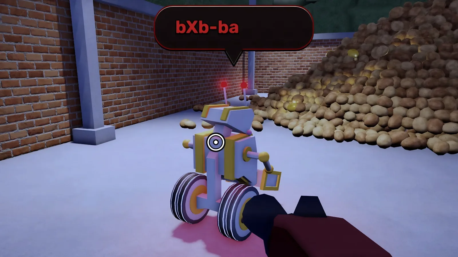 A screenshot from Sell Fries on Roblox, showing a malfunctioning robot that needs fixing.