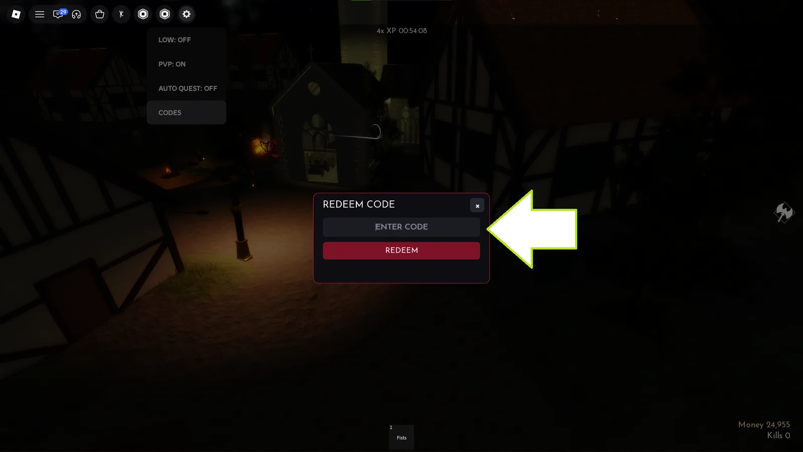 A screenshot of Vampire Life showing the game's settings field.