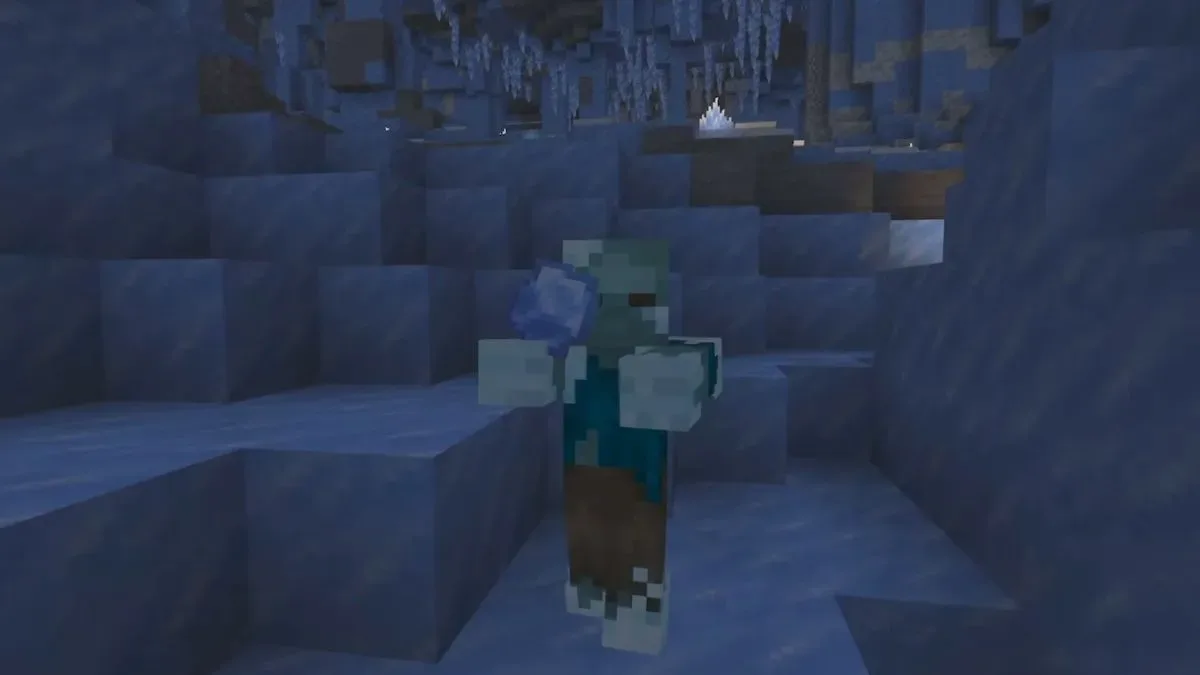 Frozen Zombie with Ice Ball in Minecraft Winter Drop