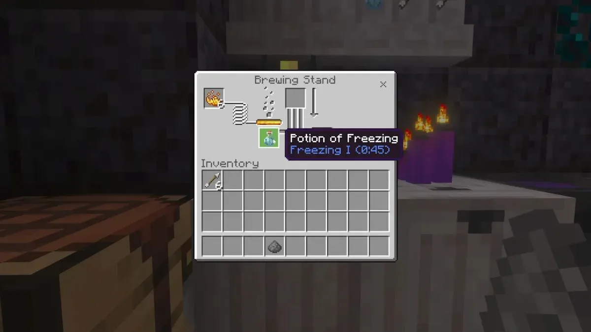 Freezing Potion Recipe in Minecraft Winter Drop