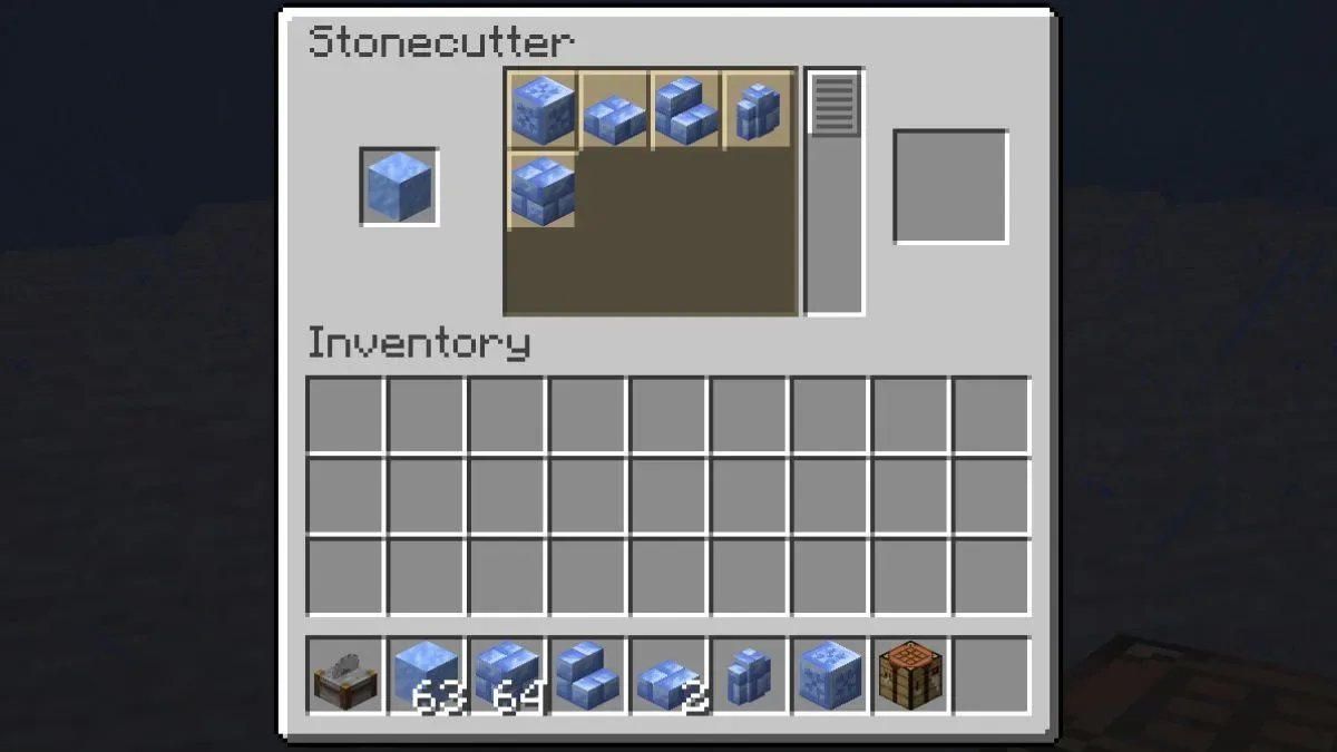 How to Craft Packed Ice Bricks in Minecraft using stonecutter