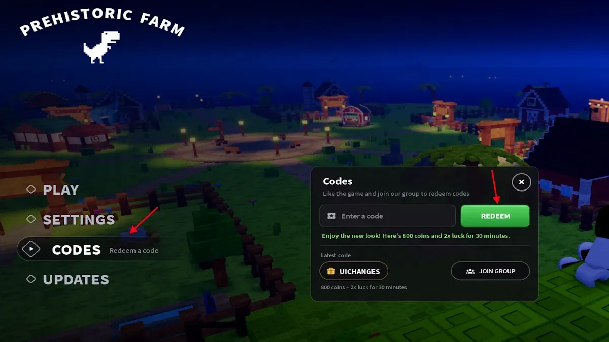 redeem prehistoric farm codes