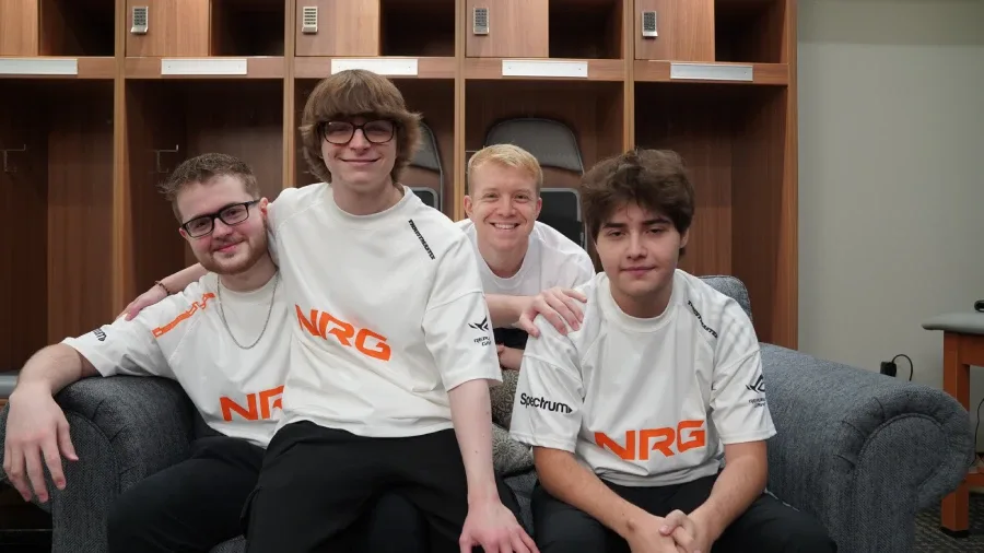 It’s a photo of the pro Rocket League players from the team NRG: Smiling during the official photoshoot.