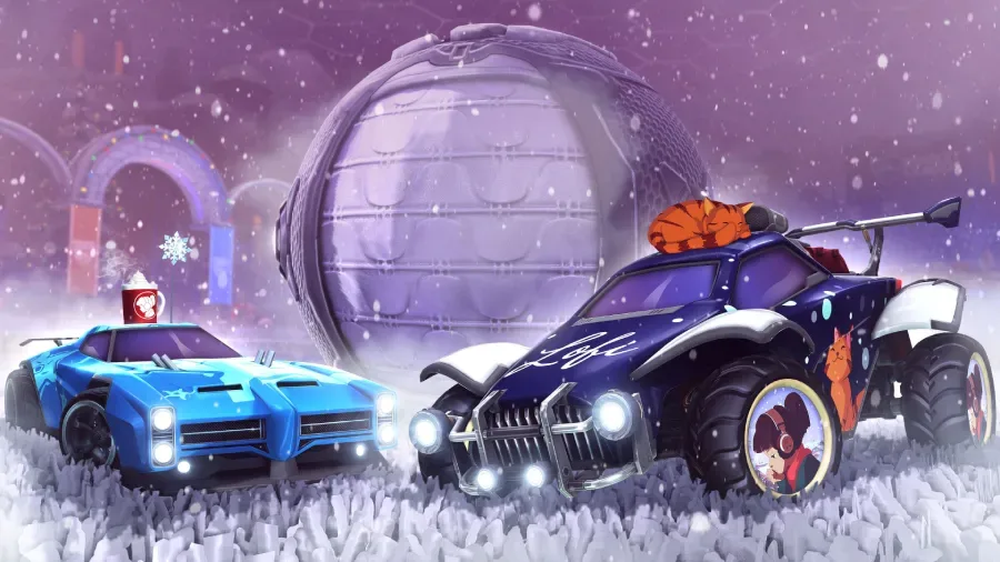 The image is the official poster for the Rocket League collaboration with Lofi Girl — decals and other cosmetics.