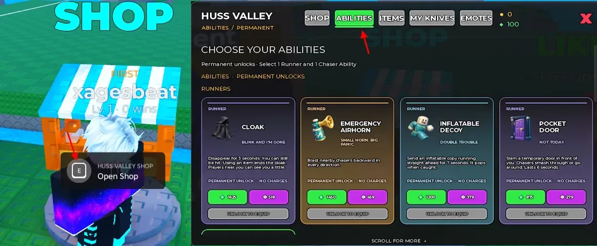 Huss Valley abilities shop
